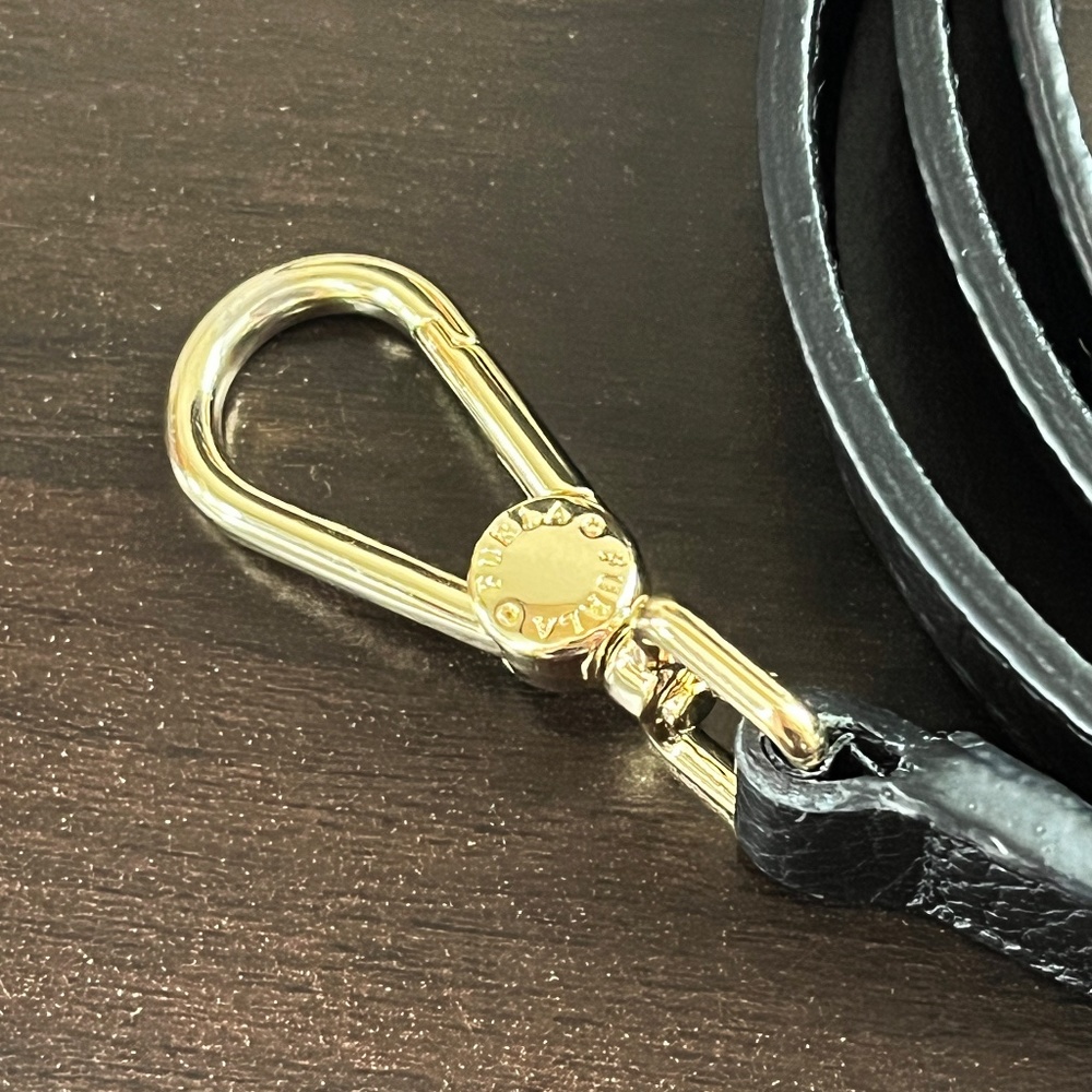 Black and White Crossbody Shoulder Bag with Gold Accent - Picture 6 of 11